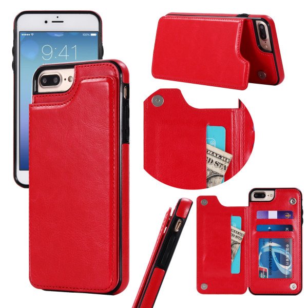 Wholesale iPhone 8 Plus / 7 Plus Flip Book Leather Style Credit Card Case (Red)